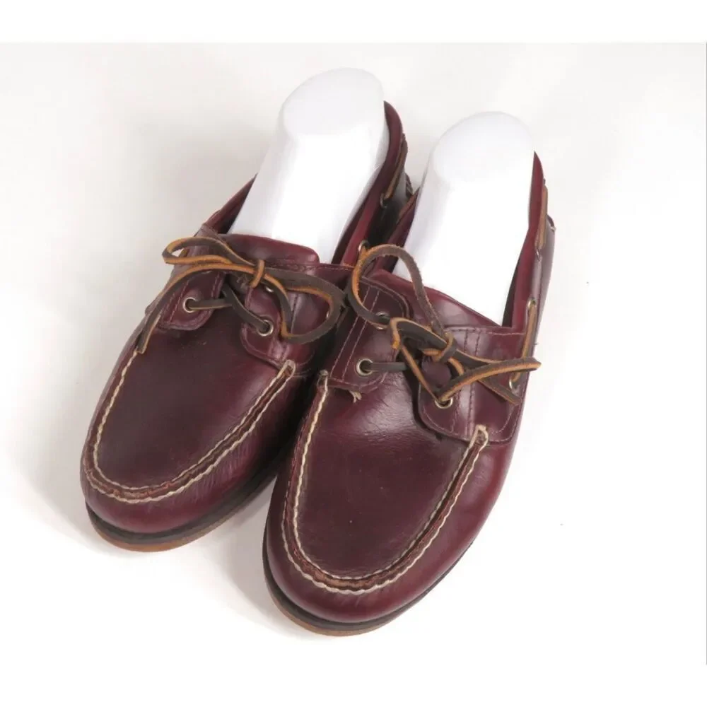 Timberland Brown Leather Boat Shoes Slip On Driving Loafers Men Size 10
